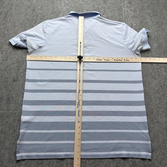 Greyson Polo Shirt Men L Blue Striped Golf Performance Stretch - Picture 9 of 13
